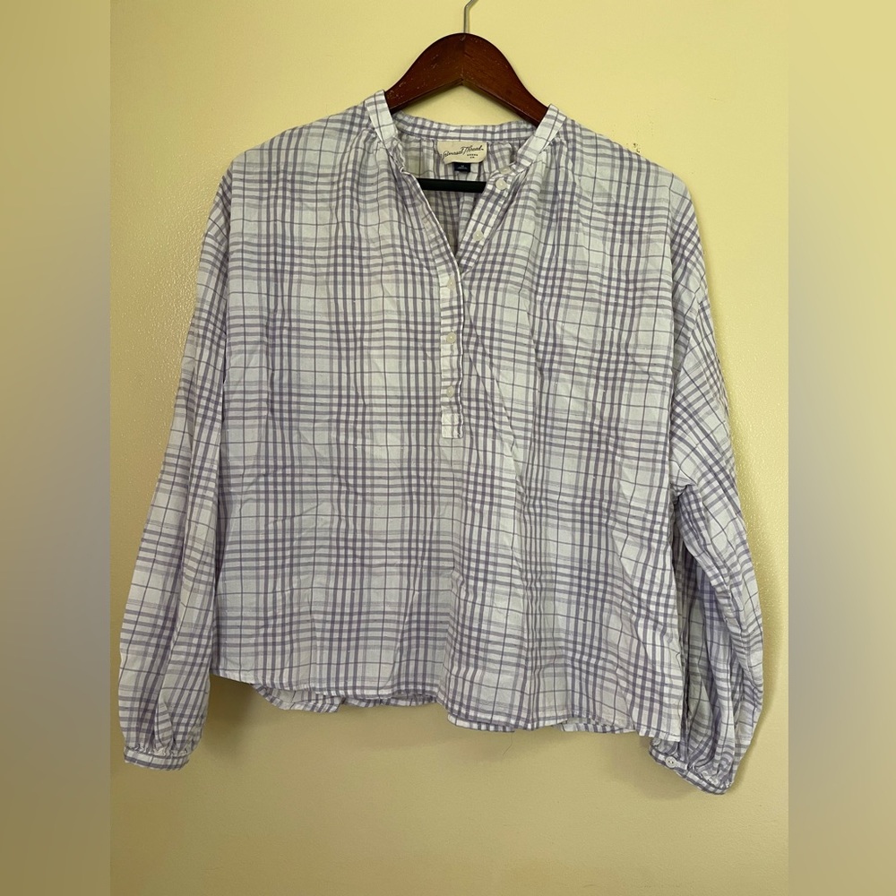 Universal Threads Lavender & White Textured Dot Popover Blouse Women’s Size M